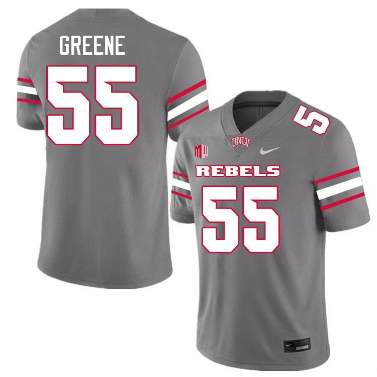 Men #55 Matthew Greene UNLV Rebels College Football Jerseys Stitched-Grey